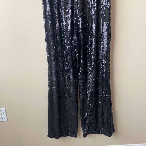Dress the Population Charlie Black Sequin Sequined Flare Leg Jumpsuit Romper 3X - Picture 8 of 9
